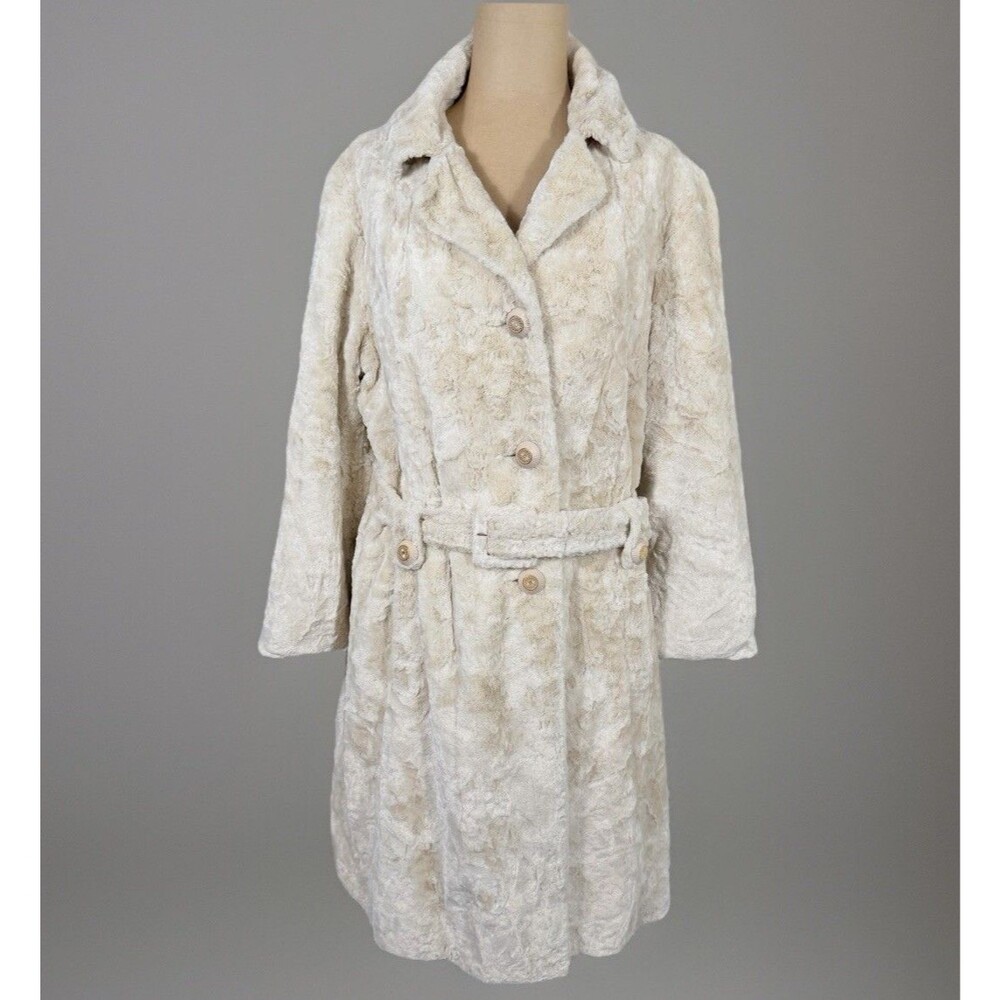 Vtg 70s Angola Faux Fur Belted Boho Overcoat Women’s Med/Large
